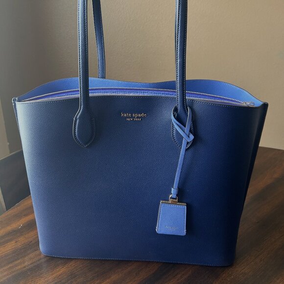 Kate Spade Suite Large Work Tote Parisian Navy Leather - Picture 4 of 13
